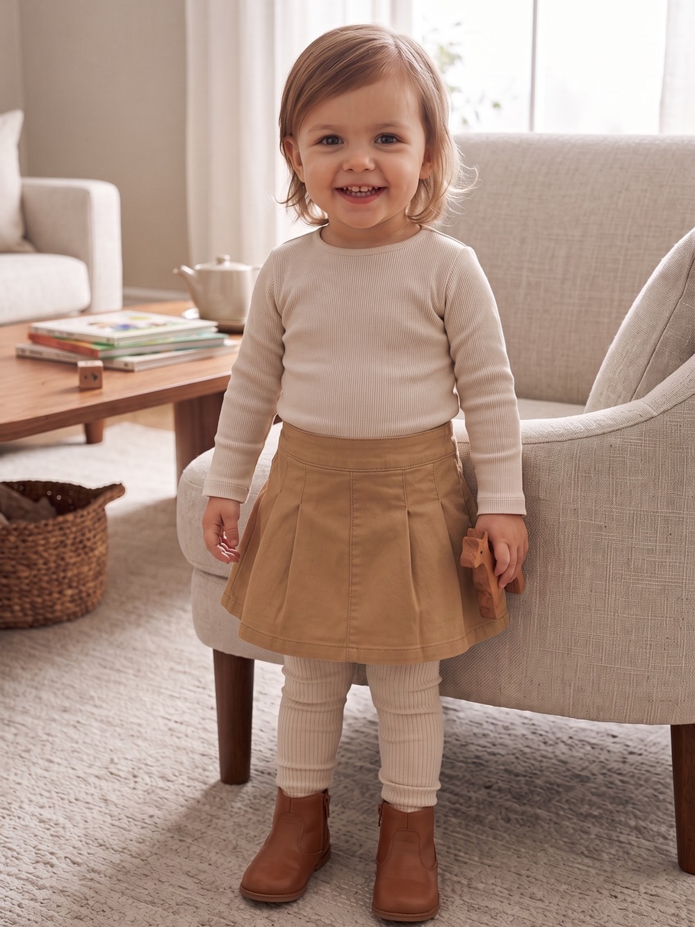 H&M Toddler Pleated Khaki/Tan Skirt
